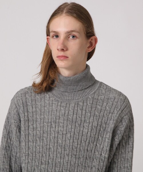 tk.TAKEO KIKUCHI(ティーケータケオキクチ)の「◆【WEB限定】ケーブルタートルニットプルオーバー(ニット/セーター・メンズ・ブラック/ベージュ/オフホワイト/ボルドー/グレー系4/ブルー系6・01/02/03/04)」の11枚目の写真