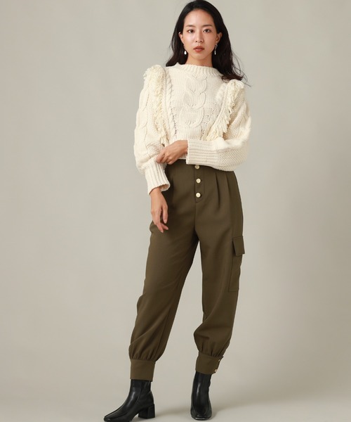 Cheek(チーク)の「T/Rフロントボタンカーゴパンツ(カーゴパンツ・レディース・チャコールグレー/カーキ/モカ・SMALL/MEDIUM)」の22枚目の写真