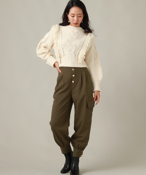 Cheek(チーク)の「T/Rフロントボタンカーゴパンツ(カーゴパンツ・レディース・チャコールグレー/カーキ/モカ・SMALL/MEDIUM)」の9枚目の写真