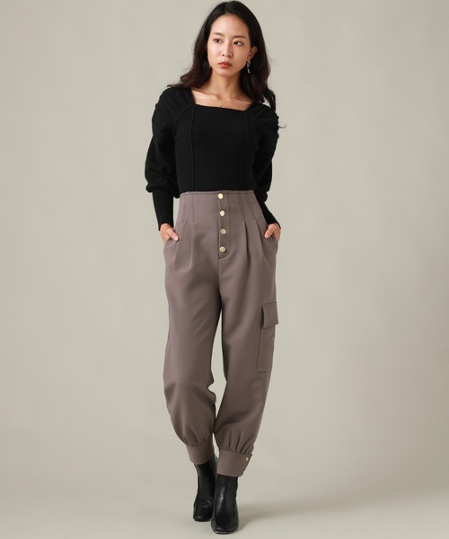 Cheek(チーク)の「T/Rフロントボタンカーゴパンツ(カーゴパンツ・レディース・チャコールグレー/カーキ/モカ・SMALL/MEDIUM)」の8枚目の写真