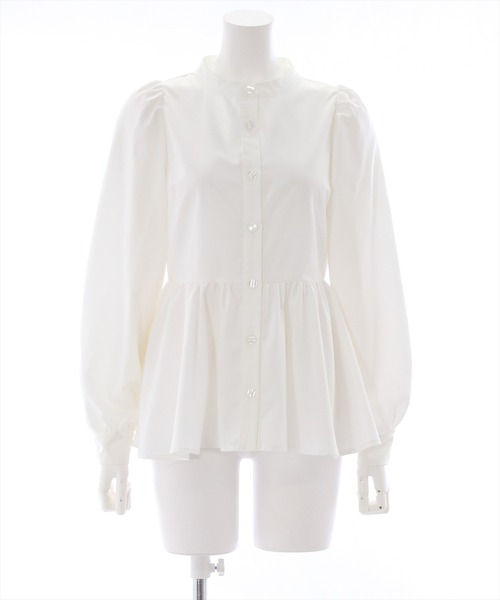 clear（クリア）の「ロングスリーブペプラムブラウス（シャツ/ブラウス・レディース・ブラック/オフホワイト/グレー・F）」の2枚目の写真