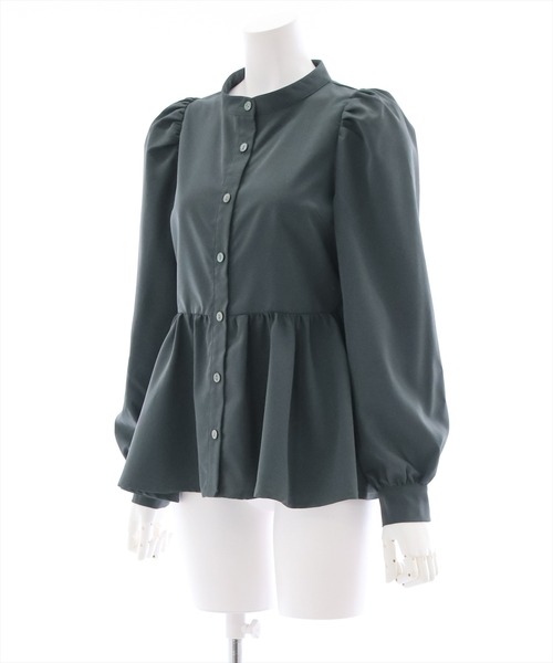 clear（クリア）の「ロングスリーブペプラムブラウス（シャツ/ブラウス・レディース・ブラック/オフホワイト/グレー・F）」の4枚目の写真