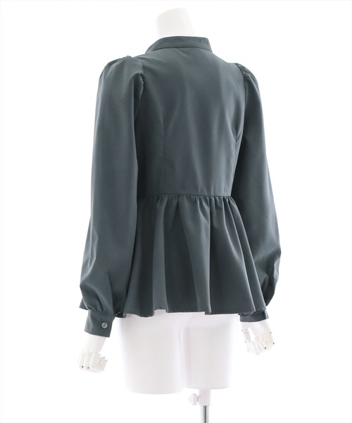 clear（クリア）の「ロングスリーブペプラムブラウス（シャツ/ブラウス・レディース・ブラック/オフホワイト/グレー・F）」の6枚目の写真