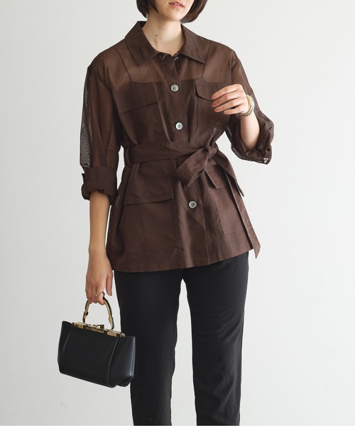 【完売色‼︎】GALLARDAGALANTE シアーミリタリージャケット ブラウン GALLARDAGALANTE（ガリャルダガランテ）の「シアーサファリジャケット