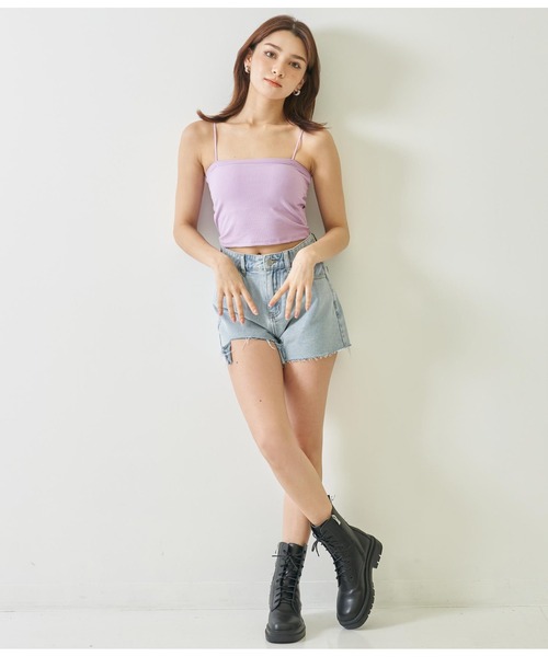 ANAP（アナップ）の「スクエア リブ ブラトップ（キャミソール・レディース・ブラック/ホワイト/ラベンダー/ダークグレー/オレンジ/ベージュ/グリーン/グレー/ブラウン/ライトグレー/ライトイエロー・FREE/F）」の13枚目の写真