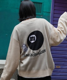 オーバーサイズビリヤードロゴジャガードクルーニット ロゴ刺繍