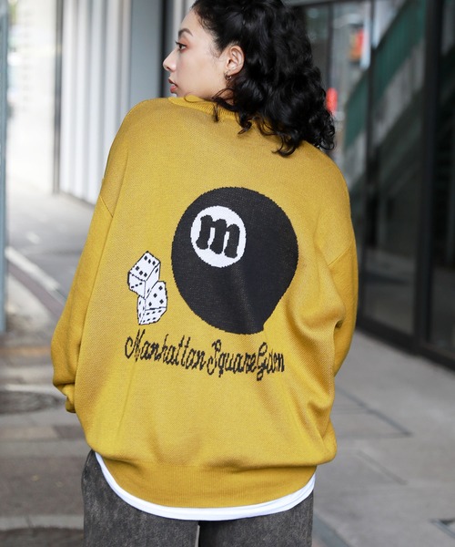 MSG（エムエスジー）の「オーバーサイズビリヤードロゴジャガードクルーニット ロゴ刺繍（ニット/セーター・メンズ・アッシュグレー/ブラック/アイボリー/オレンジ/グリーン/ライム/サックスブルー/ブラウン/チャコール/マスタード・S/M/L/XL）」の9枚目の写真