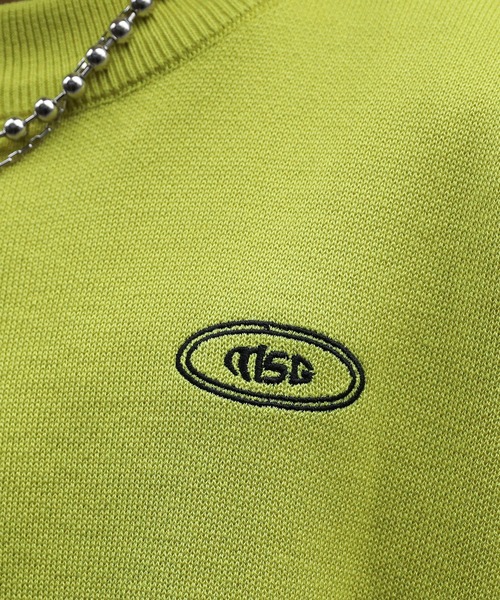 MSG（エムエスジー）の「オーバーサイズビリヤードロゴジャガードクルーニット ロゴ刺繍（ニット/セーター・メンズ・アッシュグレー/ブラック/アイボリー/オレンジ/グリーン/ライム/サックスブルー/ブラウン/チャコール/マスタード・S/M/L/XL）」の15枚目の写真