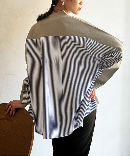 Chez toi(シェトワ)の「軽量ニットBACKストライプカーディガン(カーディガン/ボレロ・レディース・ブラック/グレー/オフホワイト/オレンジ・FREE)」の9枚目の写真