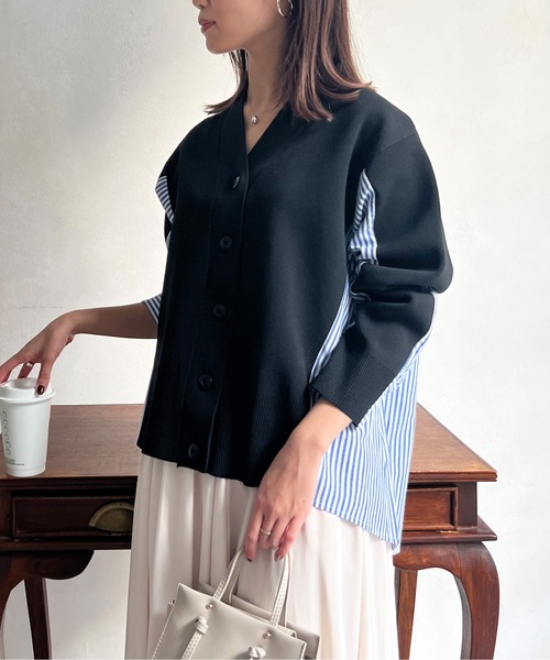 Chez toi(シェトワ)の「軽量ニットBACKストライプカーディガン(カーディガン/ボレロ・レディース・ブラック/グレー/オフホワイト/オレンジ・FREE)」の21枚目の写真