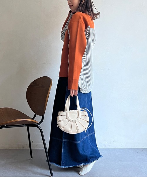 Chez toi(シェトワ)の「軽量ニットBACKストライプカーディガン(カーディガン/ボレロ・レディース・ブラック/グレー/オフホワイト/オレンジ・FREE)」の14枚目の写真