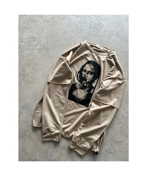 owndaily(オンデイリー)の「レイヤード風プリントビッグTシャツ(Tシャツ/カットソー・レディース・ベージュ・FREE)」の12枚目の写真