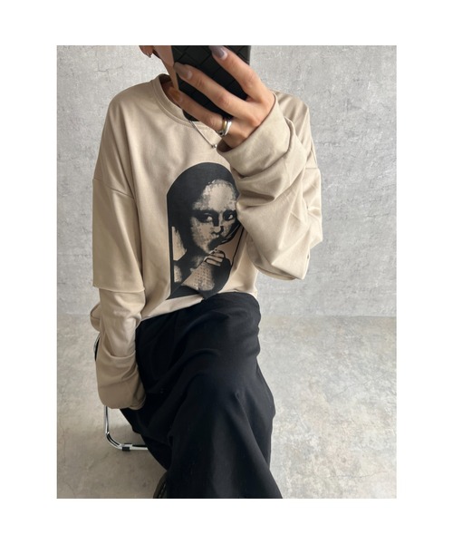 owndaily(オンデイリー)の「レイヤード風プリントビッグTシャツ(Tシャツ/カットソー・レディース・ベージュ・FREE)」の21枚目の写真