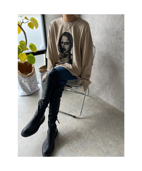 owndaily(オンデイリー)の「レイヤード風プリントビッグTシャツ(Tシャツ/カットソー・レディース・ベージュ・FREE)」の11枚目の写真
