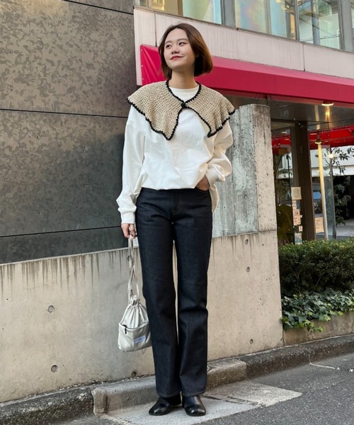 CIAOPANIC（チャオパニック）の「ニット付け襟（付け襟・レディース・ブラック/ベージュ・FREE）」の16枚目の写真