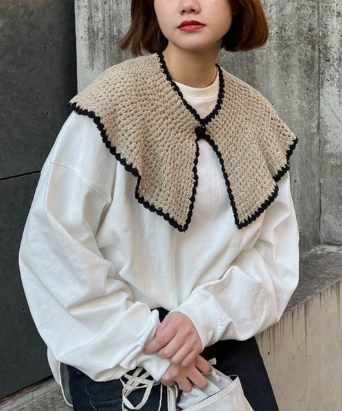 CIAOPANIC（チャオパニック）の「ニット付け襟（付け襟・レディース・ブラック/ベージュ・FREE）」の19枚目の写真