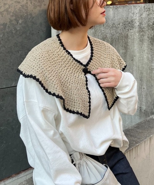 CIAOPANIC（チャオパニック）の「ニット付け襟（付け襟・レディース・ブラック/ベージュ・FREE）」の20枚目の写真