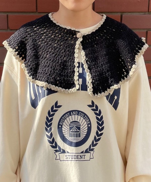 CIAOPANIC（チャオパニック）の「ニット付け襟（付け襟・レディース・ブラック/ベージュ・FREE）」の8枚目の写真