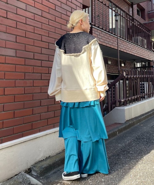 CIAOPANIC（チャオパニック）の「ニット付け襟（付け襟・レディース・ブラック/ベージュ・FREE）」の5枚目の写真