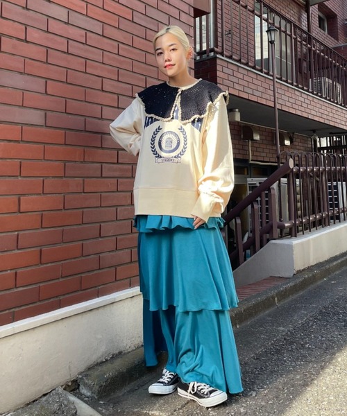 CIAOPANIC（チャオパニック）の「ニット付け襟（付け襟・レディース・ブラック/ベージュ・FREE）」の3枚目の写真