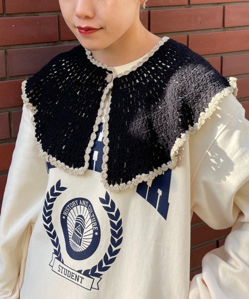 CIAOPANIC（チャオパニック）の「ニット付け襟（付け襟・レディース・ブラック/ベージュ・FREE）」の7枚目の写真