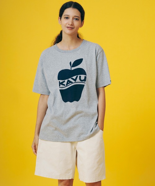 KAVU(カブー)の「KAVU/カブー Apple Tee/アップルティー(Tシャツ/カットソー・メンズ・ブラック/ホワイト/ネイビー/ヘザーグレー/パープル・MEDIUM/X-LARGE/LARGE)」の6枚目の写真