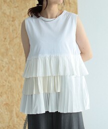 Ray BEAMS | RBS / プリーツ ティアード ノースリーブ トップス(Tシャツ/カットソー)