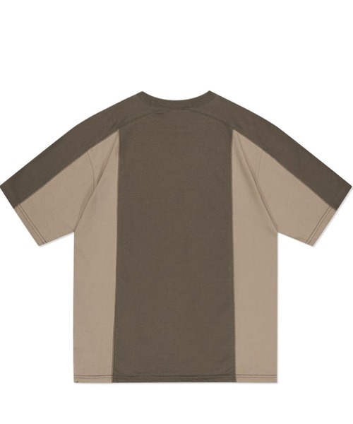 MAHAGRID(マハグリッド)の「『mahagrid/マハグリッド』BLOCK SECTION TEE/切り替え 半袖 カットソー(Tシャツ/カットソー・レディース・ネイビー/ベージュ・M/L)」の5枚目の写真