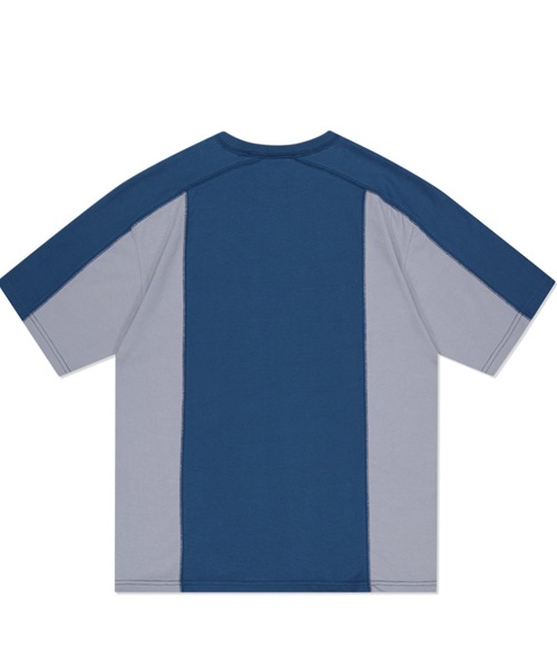 MAHAGRID(マハグリッド)の「『mahagrid/マハグリッド』BLOCK SECTION TEE/切り替え 半袖 カットソー(Tシャツ/カットソー・レディース・ネイビー/ベージュ・M/L)」の8枚目の写真
