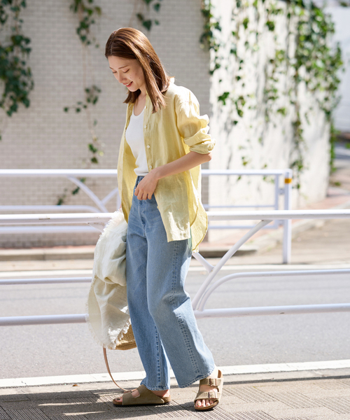 FRAMeWORK（フレームワーク）の「【ASAUCE MELER/アソースメレ】別注リネンドライキャンバスストール（ストール/ショール・レディース・アイボリー/ネイビー/ピンク・FREE）」の4枚目の写真