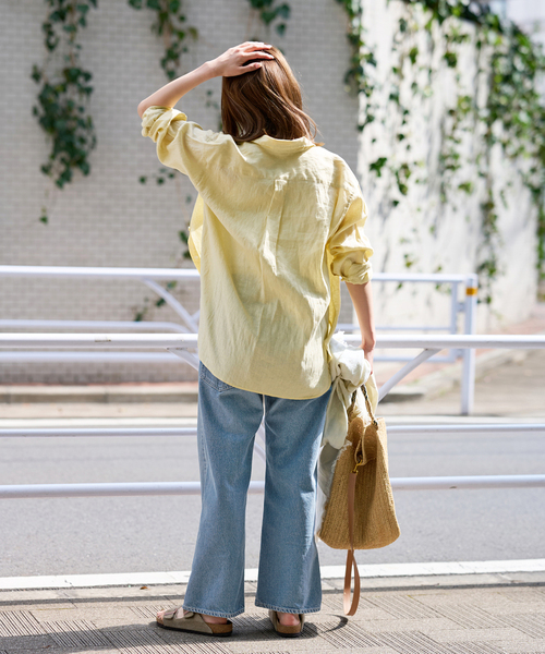 FRAMeWORK（フレームワーク）の「【ASAUCE MELER/アソースメレ】別注リネンドライキャンバスストール（ストール/ショール・レディース・アイボリー/ネイビー/ピンク・FREE）」の6枚目の写真