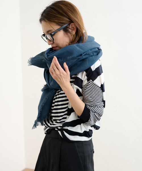 FRAMeWORK（フレームワーク）の「【ASAUCE MELER/アソースメレ】別注リネンドライキャンバスストール（ストール/ショール・レディース・アイボリー/ネイビー/ピンク・FREE）」の12枚目の写真