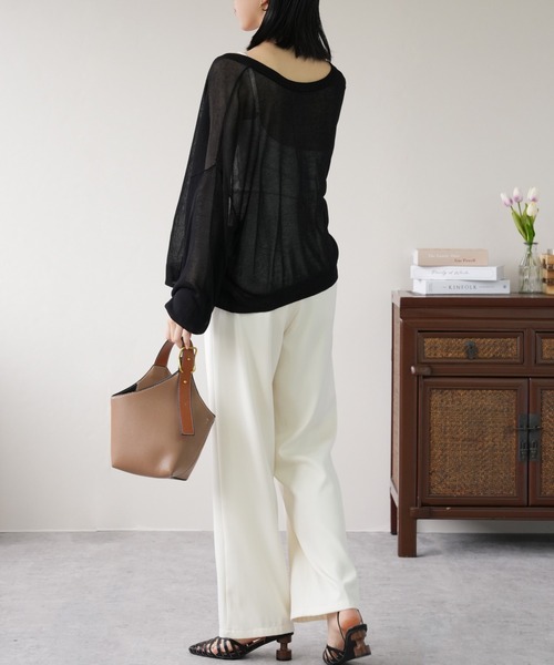 IAMUSE（アイアミューズ）の「シアーカーディガン S0846【IAMUSE】（カーディガン/ボレロ・レディース・ブラック/パープル/オフホワイト・FREE）」の17枚目の写真