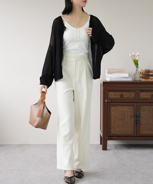 IAMUSE（アイアミューズ）の「シアーカーディガン S0846【IAMUSE】（カーディガン/ボレロ・レディース・ブラック/パープル/オフホワイト・FREE）」の18枚目の写真