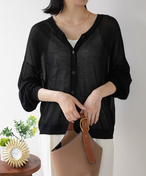 IAMUSE（アイアミューズ）の「シアーカーディガン S0846【IAMUSE】（カーディガン/ボレロ・レディース・ブラック/パープル/オフホワイト・FREE）」の22枚目の写真