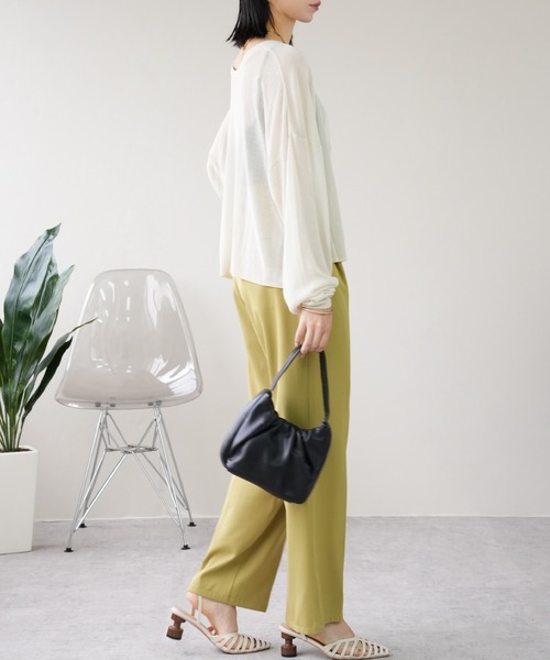 IAMUSE（アイアミューズ）の「シアーカーディガン S0846【IAMUSE】（カーディガン/ボレロ・レディース・ブラック/パープル/オフホワイト・FREE）」の6枚目の写真