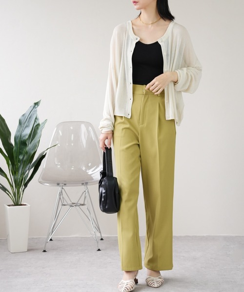 IAMUSE（アイアミューズ）の「シアーカーディガン S0846【IAMUSE】（カーディガン/ボレロ・レディース・ブラック/パープル/オフホワイト・FREE）」の4枚目の写真