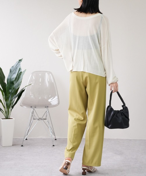 IAMUSE（アイアミューズ）の「シアーカーディガン S0846【IAMUSE】（カーディガン/ボレロ・レディース・ブラック/パープル/オフホワイト・FREE）」の9枚目の写真