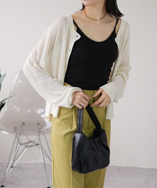 IAMUSE（アイアミューズ）の「シアーカーディガン S0846【IAMUSE】（カーディガン/ボレロ・レディース・ブラック/パープル/オフホワイト・FREE）」の10枚目の写真