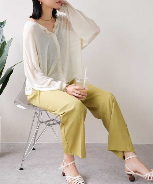 IAMUSE（アイアミューズ）の「シアーカーディガン S0846【IAMUSE】（カーディガン/ボレロ・レディース・ブラック/パープル/オフホワイト・FREE）」の13枚目の写真