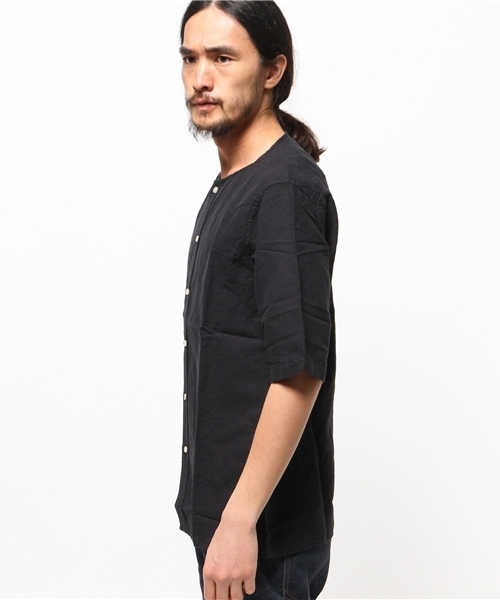 RAGEBLUE（レイジブルー）の「ノーカラーシャツカーデ5分袖/564686（シャツ/ブラウス・メンズ・ブラック/ホワイト/グリーン・LARGE/MEDIUM）」の7枚目の写真