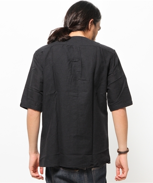 RAGEBLUE（レイジブルー）の「ノーカラーシャツカーデ5分袖/564686（シャツ/ブラウス・メンズ・ブラック/ホワイト/グリーン・LARGE/MEDIUM）」の8枚目の写真