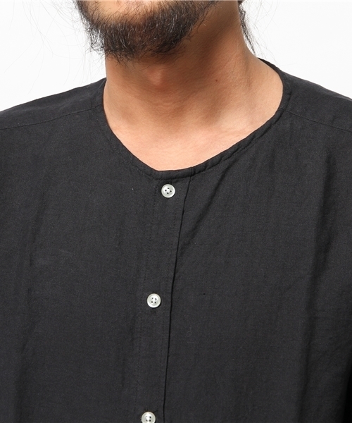 RAGEBLUE（レイジブルー）の「ノーカラーシャツカーデ5分袖/564686（シャツ/ブラウス・メンズ・ブラック/ホワイト/グリーン・LARGE/MEDIUM）」の9枚目の写真