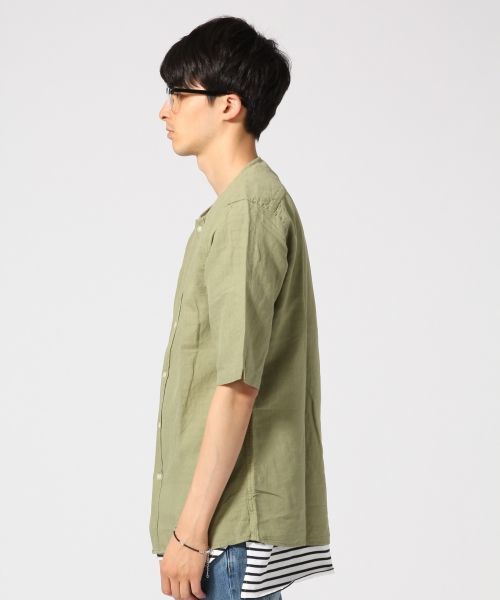 RAGEBLUE（レイジブルー）の「ノーカラーシャツカーデ5分袖/564686（シャツ/ブラウス・メンズ・ブラック/ホワイト/グリーン・LARGE/MEDIUM）」の12枚目の写真