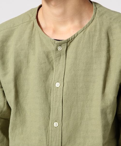 RAGEBLUE（レイジブルー）の「ノーカラーシャツカーデ5分袖/564686（シャツ/ブラウス・メンズ・ブラック/ホワイト/グリーン・LARGE/MEDIUM）」の14枚目の写真