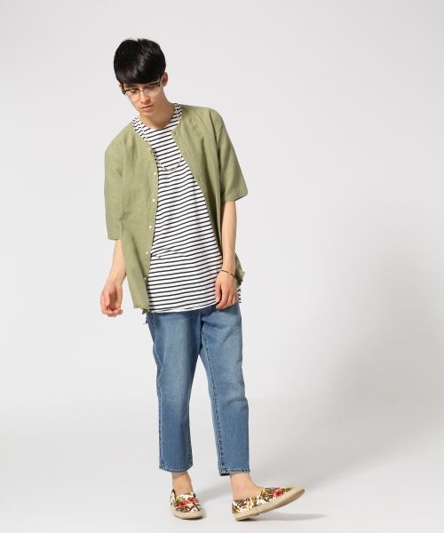 RAGEBLUE（レイジブルー）の「ノーカラーシャツカーデ5分袖/564686（シャツ/ブラウス・メンズ・ブラック/ホワイト/グリーン・LARGE/MEDIUM）」の20枚目の写真