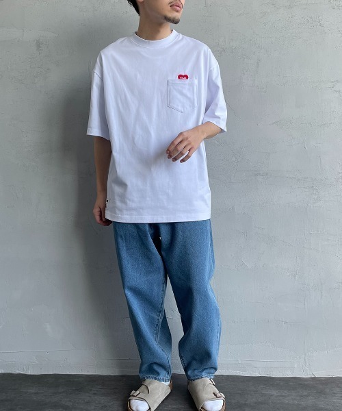 POLeR（ポーラー）の「【FINEBOYS 9月号掲載】[POLeR/ポーラー] 別注 FURRY HART ワンポイントロゴ刺繍ポケットTシャツ（Tシャツ/カットソー・レディース・ブラック/ホワイト/グリーン・L/M）」の4枚目の写真