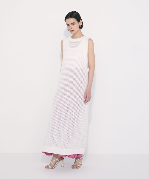 N.O.R.C(ノーク)の「クロシェライクニットワンピース(ワンピース・レディース・オフホワイト/ブラック・M/S)」の3枚目の写真