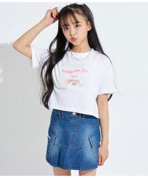 PVCワッペンハート袖アキトップスTシャツ