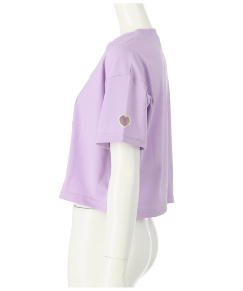 ANAP GiRL(アナップガール)の「PVCワッペンハート袖アキトップスTシャツ(Tシャツ/カットソー・キッズ・ラベンダー/ホワイト/ブラック・M/XS/S)」の19枚目の写真